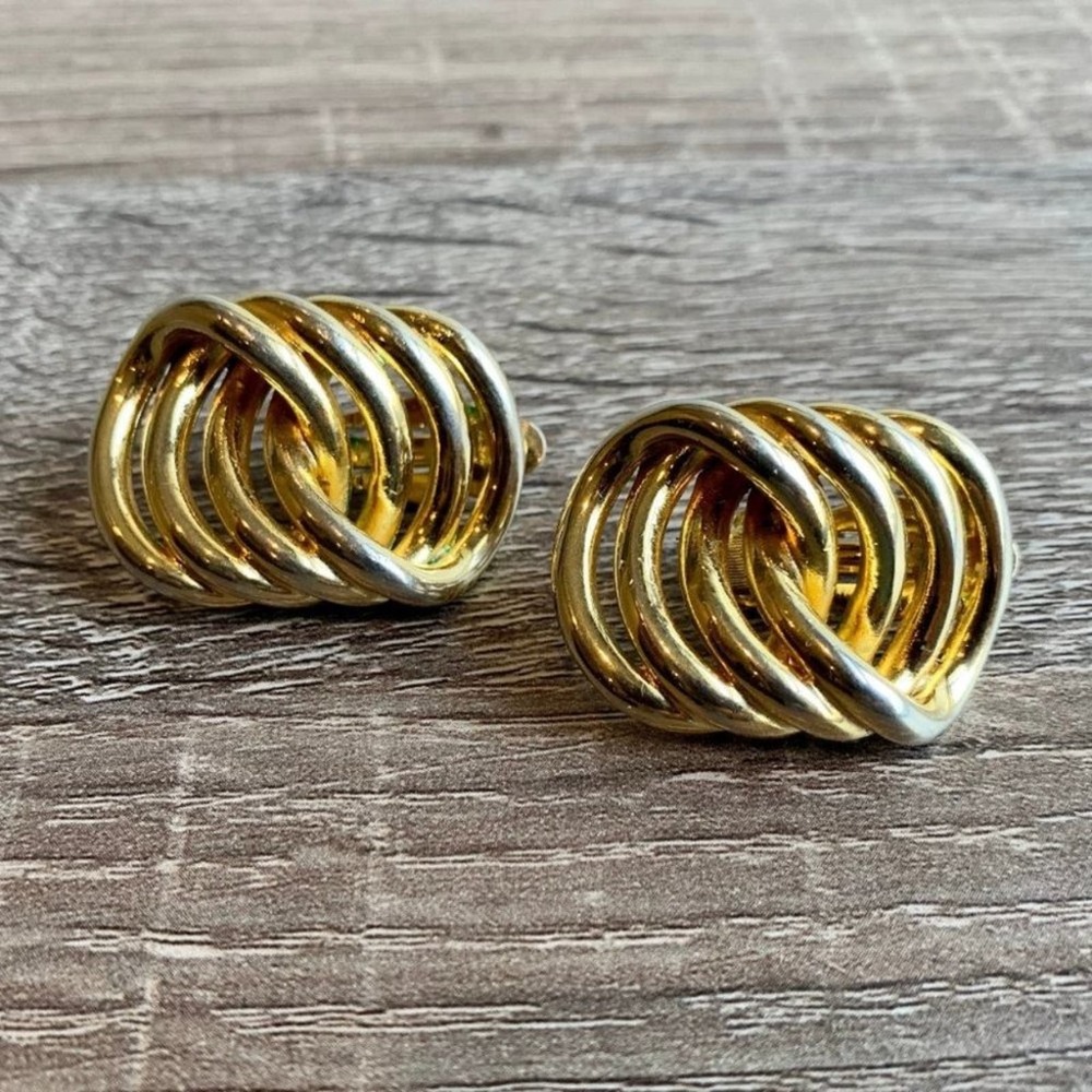 Vintage Givenchy Gold Tone Spiral Earrings, EUC